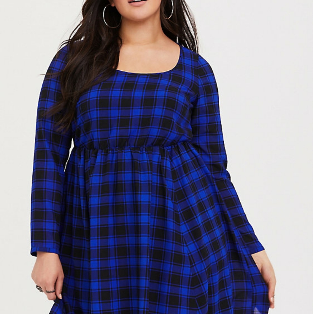 Blue plaid skater dress